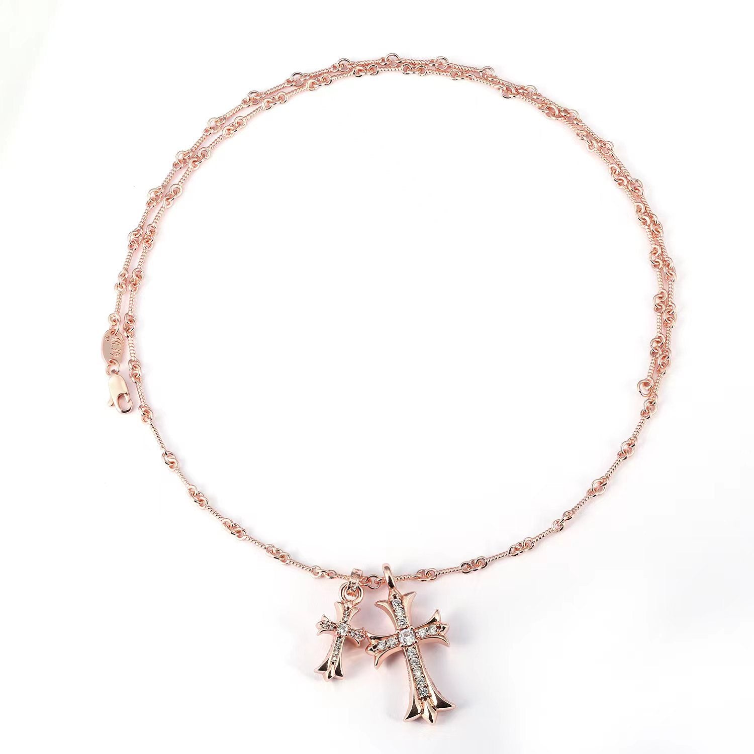 Chrome Hearts double cross diamond Bamboo Necklace