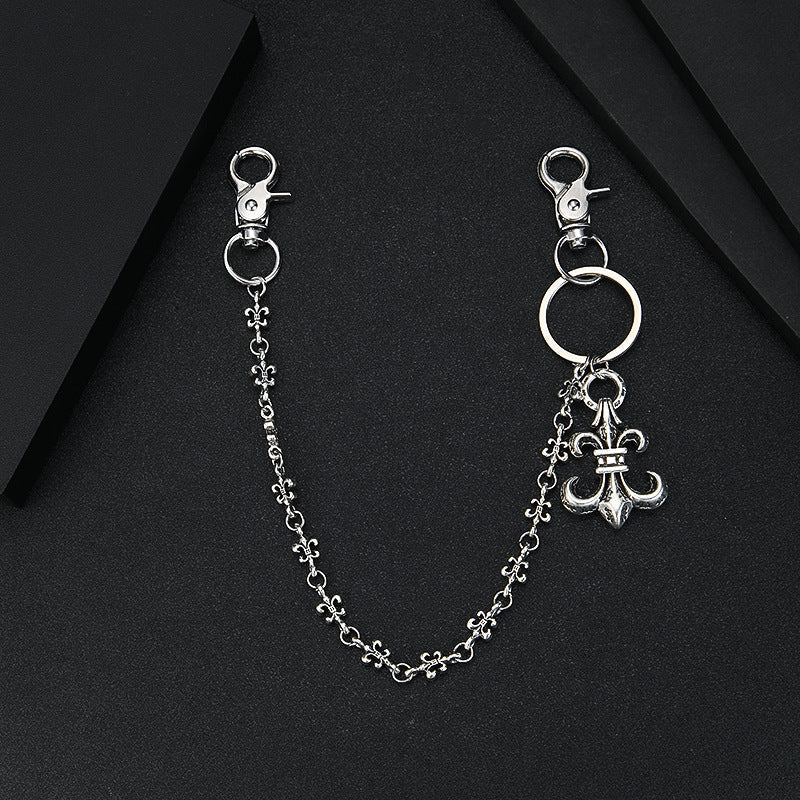 Chrome Hearts anchor chain jeans military flower matching chain