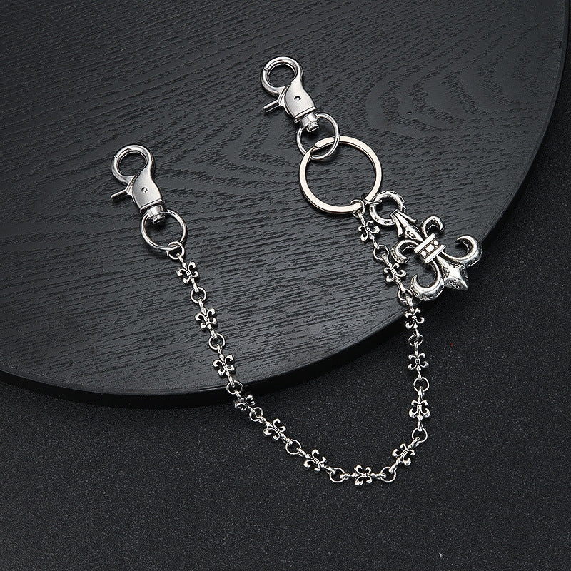 Chrome Hearts anchor chain jeans military flower matching chain