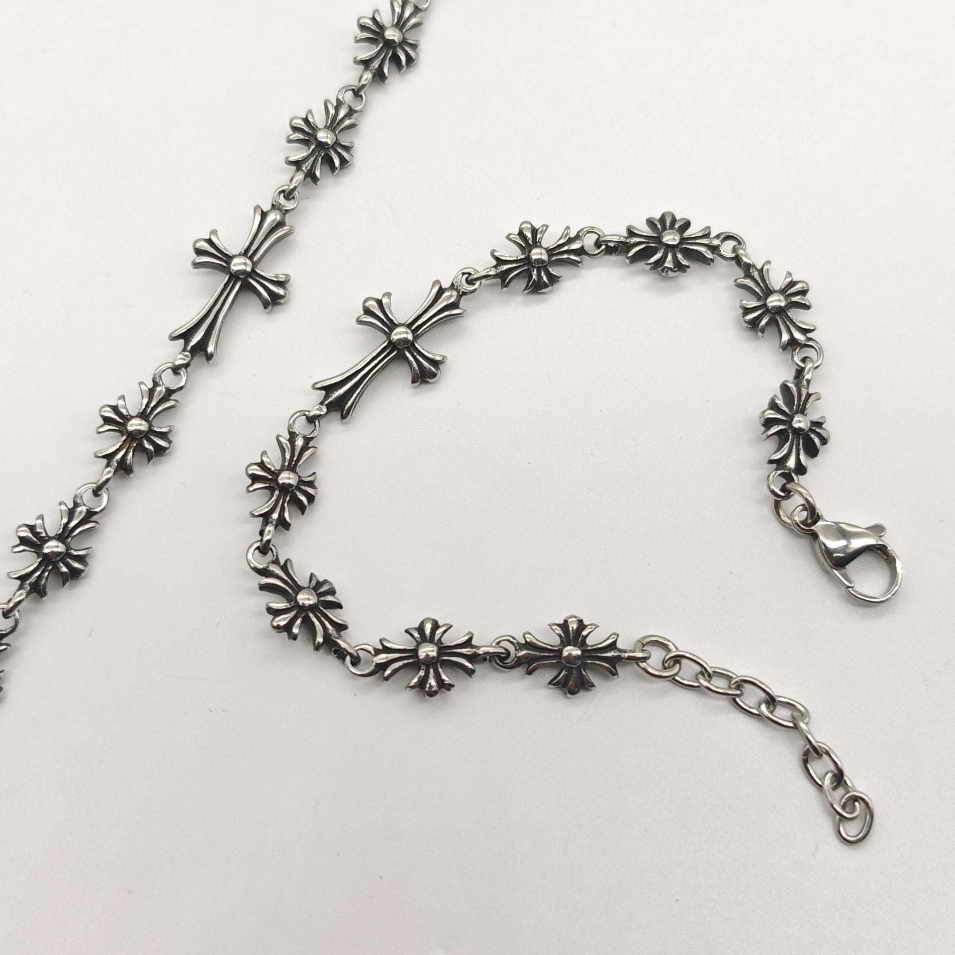 Chrome Hearts Sterling Silver Tiny E CH Plus Corss bracelet