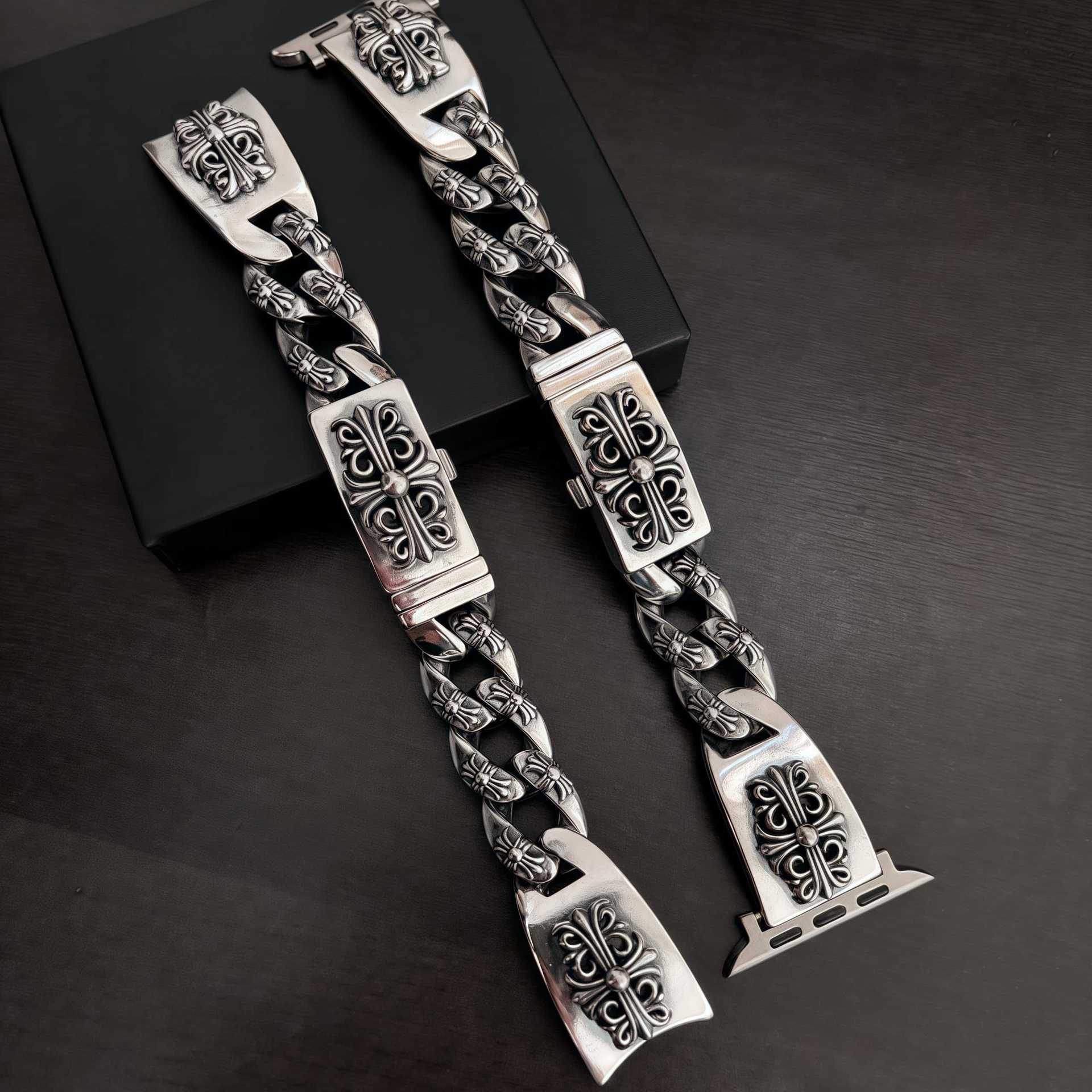 Chrome Hearts cross flower Green Submariner Apple watch strap